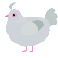 A mist and silver chicken with a neck-speckle pattern