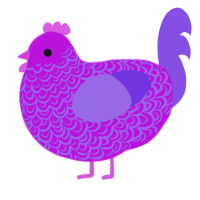 A amethyst and blurple chicken with a double-lace pattern