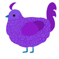 A blurple and violet chicken with a double-lace pattern