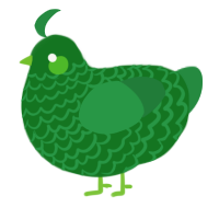 A leaf and viridian chicken with a lace pattern