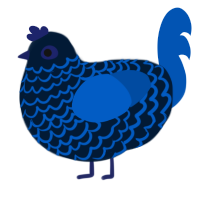A tumblr and ultramarine chicken with a lace pattern
