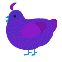 A indigo and violet chicken with a lace pattern