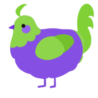 A blurple and grass chicken with a head pattern