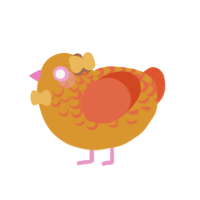 A orange and vermilion chicken with a half-lace pattern