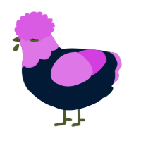 A tumblr and orchid chicken with a head pattern
