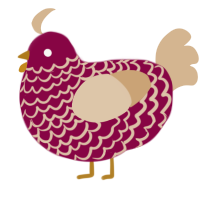 merry crisis, a maroon and beige chicken with a lace pattern