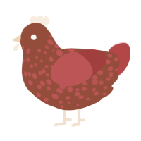A russet and red chicken with a speckle pattern
