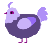A overcast and lilac chicken with a head pattern