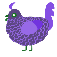 A overcast and blurple chicken with a lace pattern