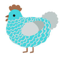 A aqua and silver chicken with a lace pattern