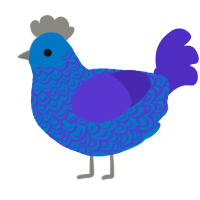 A sapphire and indigo chicken with a double-lace pattern