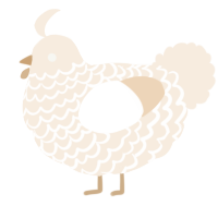 A cream chicken with a lace pattern