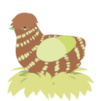 A brown and lemon chicken with a bar pattern