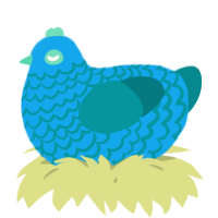 A sky and teal chicken with a lace pattern