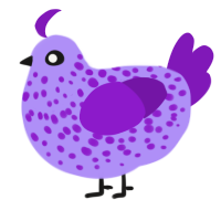 A lilac and violet chicken with a speckle pattern