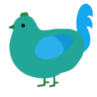 A turquoise and sky chicken