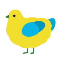 A yellow and cerulean chicken
