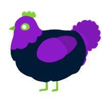 A tumblr and violet chicken with a head pattern