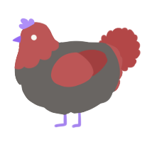 A grey and red chicken with a head pattern