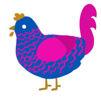 (unnamed), a ultramarine and fuchsia chicken with a lace pattern