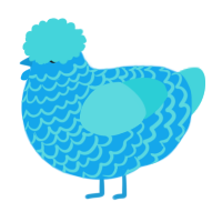 A sky and aqua chicken with a lace pattern