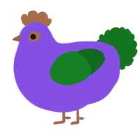 A blurple and leaf chicken