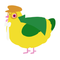 A yellow and leaf chicken