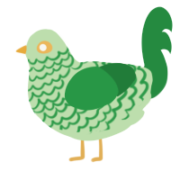 A gluppy and viridian chicken with a lace pattern