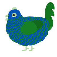 A ultramarine and leaf chicken with a lace pattern