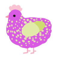 A orchid and lemon chicken with a speckle pattern
