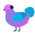 A orchid and cerulean chicken with a lace pattern