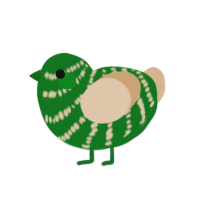 A leaf and beige chicken with a bar pattern
