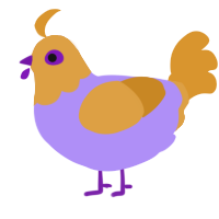 A lilac and orange chicken with a head pattern