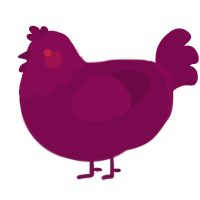 A black and wine chicken with a head pattern