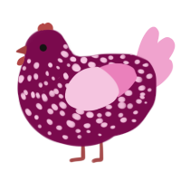 A wine and pink chicken with a speckle pattern
