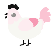 A white and rose chicken with a head pattern