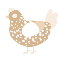 A beige and cream chicken with a speckle pattern