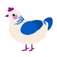 A cream and ultramarine chicken with a neck-band pattern