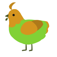 Radioactive Sandwich, a grass and ochre chicken with a head pattern