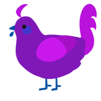 A violet and amethyst chicken