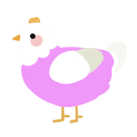 A lavender and white chicken with a head pattern