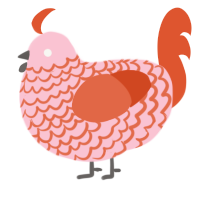 A rose and vermilion chicken with a lace pattern