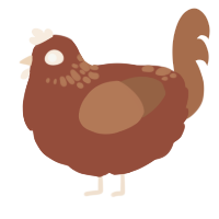 A russet and brown chicken with a neck-speckle pattern