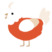 A vermilion and cream chicken with a head pattern
