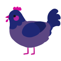A overcast and navy chicken with a head pattern