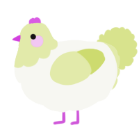A white and lemon chicken with a head pattern