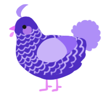 A indigo and lilac chicken with a lace pattern