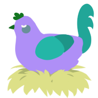 A lilac and turquoise chicken