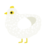 A white chicken with a speckle pattern