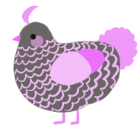 A grey and lavender chicken with a lace pattern